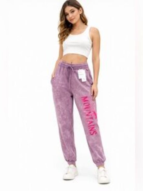bloom Pants - Purple Tie Dye Joggers 💜 Graphic Sweatpants L | Bloom POP